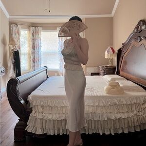 Reformation Viviana Silk Top in Ivory/Cream